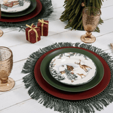 Prato de Sobremesa Aquarelle Bosque Casinha 20,5cm Natal - Ela Decora